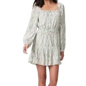 Paige Marjie Floral long sleeve minidress dress light green size 0